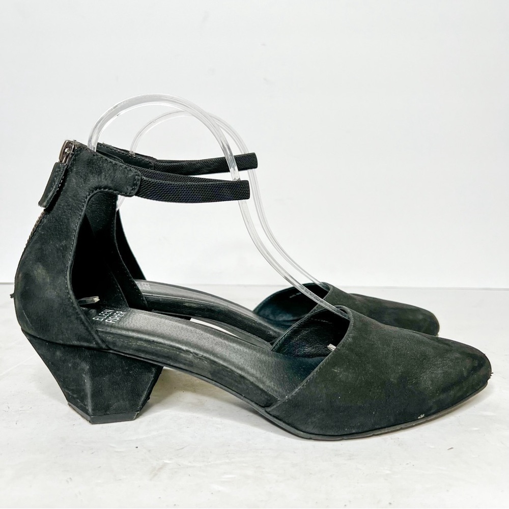 Eileen Fisher Just Suede Ankle-Strap Pump Black Size 9.5 Women’s
